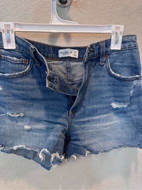 Abercrombie & Fitch Distressed Blue Denim Shorts